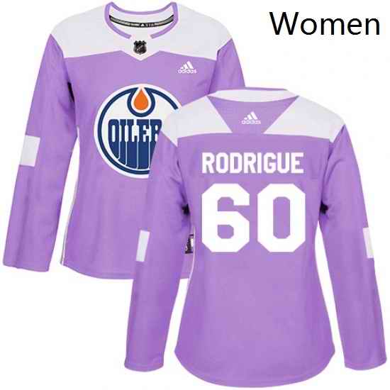 Womens Adidas Edmonton Oilers 60 Olivier Rodrigue Authentic Purple Fights Cancer Practice NHL Jersey